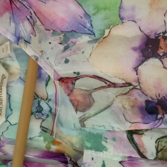 Soft Surroundings Sheer Lined floral Pastel  Multicolor Boho blouse Sz XS - Picture 7 of 9